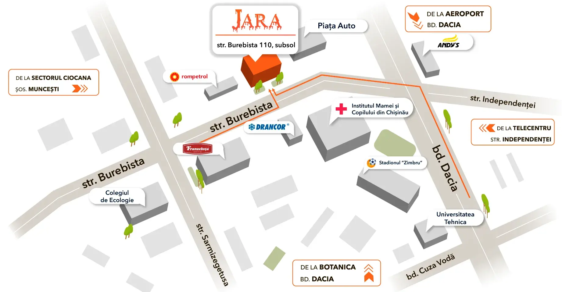 Посмотреть, как найти адрес магазина JARA Chişinău на карте