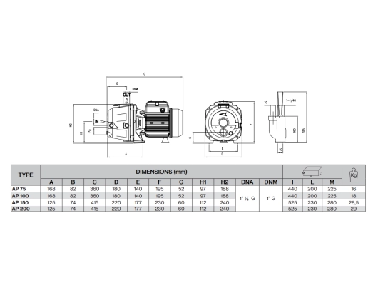 Pompa electrica centrifuga Pentax AP 75-2