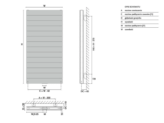 Radiator design GORGIEL ALTUS AVH2 195/ 60