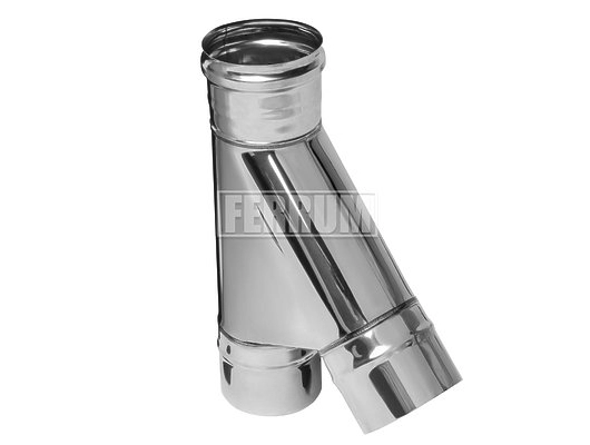 Teu 45° ne izolat pentru cos de fum FERRUM d.130 mm (inox 430/0,5 mm)