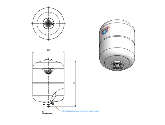 Бак расширительный для системы горячего водоснабжения Zilmet Hy-Pro 8 L