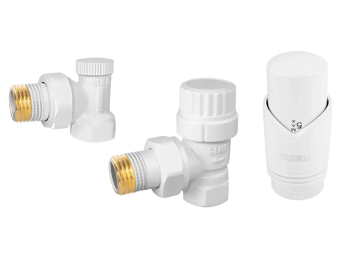 Robinet cap colt Ferro set 1/2' tur+retur alb + cap termo