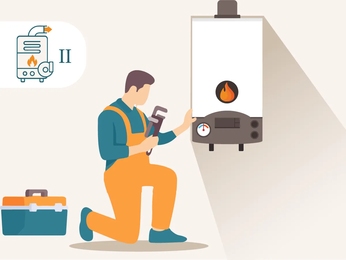 Стандартный монтаж двухконтурного газового котла мощностью 33-50 кВт