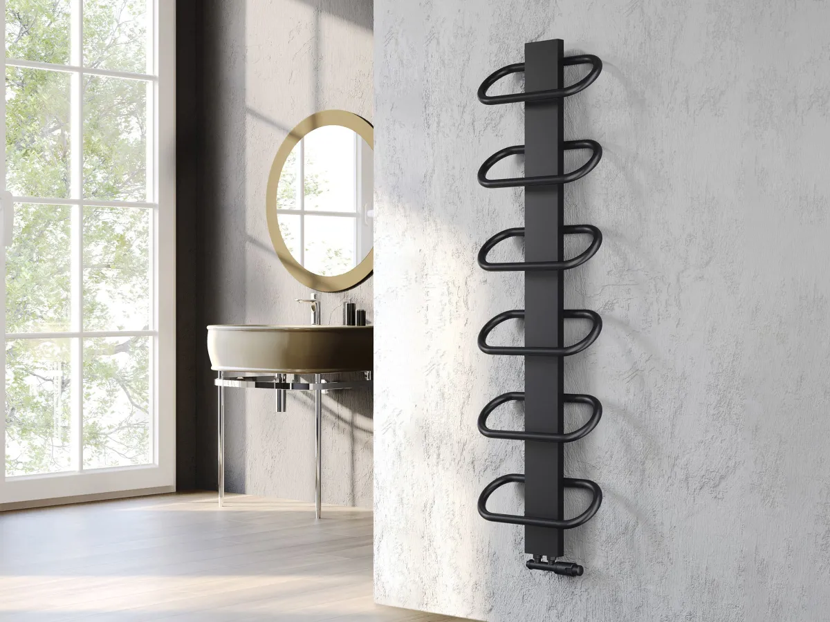 Uscător de prosoape de design LOJIMAX colecția PEARL 1250x400 mm, Negru