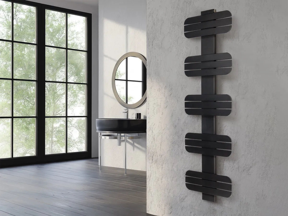 Uscător de prosoape de design LOJIMAX colecția DOSIA 1450x500 mm, Negru