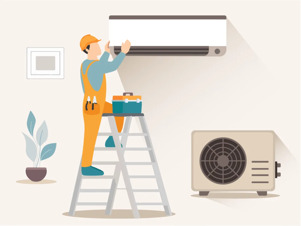 Стандартная установка кондиционера мощностью 24000 BTU (6,2 - 7,2 кВт)