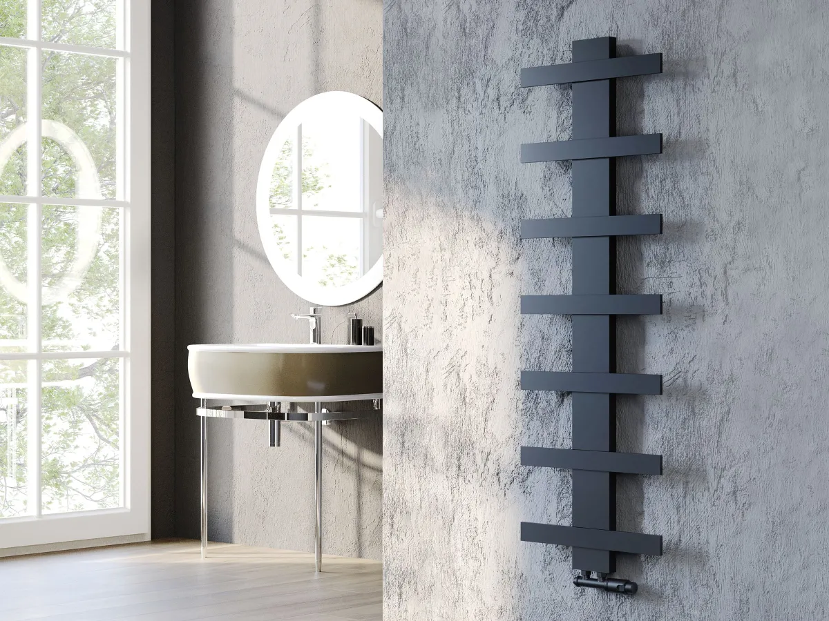 Uscător de prosoape de design LOJIMAX colecția ALBATROS STYLE 1540x450 mm, Negru
