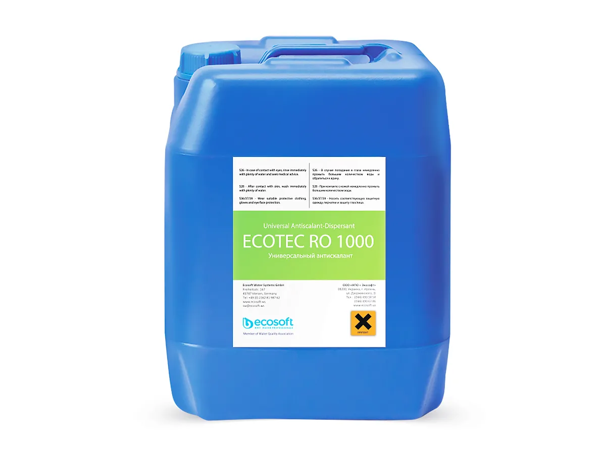 Antiscalant Ecotec RO 1000 pentru sisteme cu osmoza inversa, bidon 10 kg.