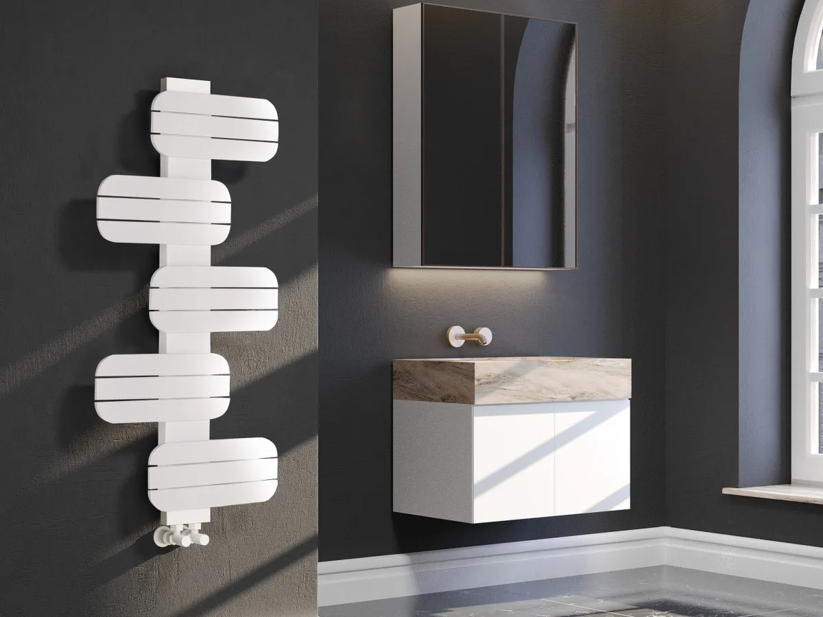 Uscător de prosoape de design LOJIMAX colecția BAMITO 1276x500 mm, Alb