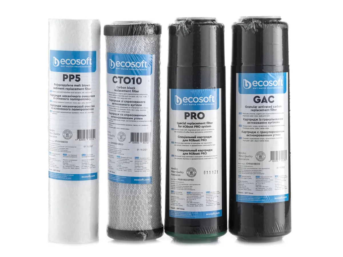 Set de cartuse pentru sistem cu osmoza inversa ECOSOFT ROBUSTPRO (1-2-3-4) (CHVROBUSTPRO)