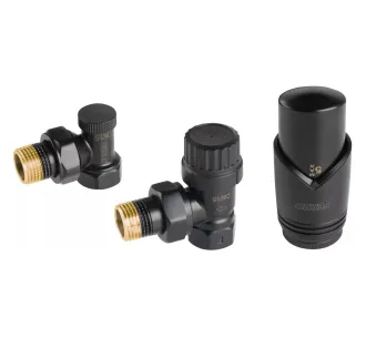 Robinet cap colt Ferro set 1/2' tur+retur negru + cap termo