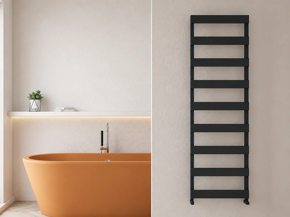 Uscător de prosoape de design CARISA, colecția NINOVA BATH, 810x500 mm, NEGRU