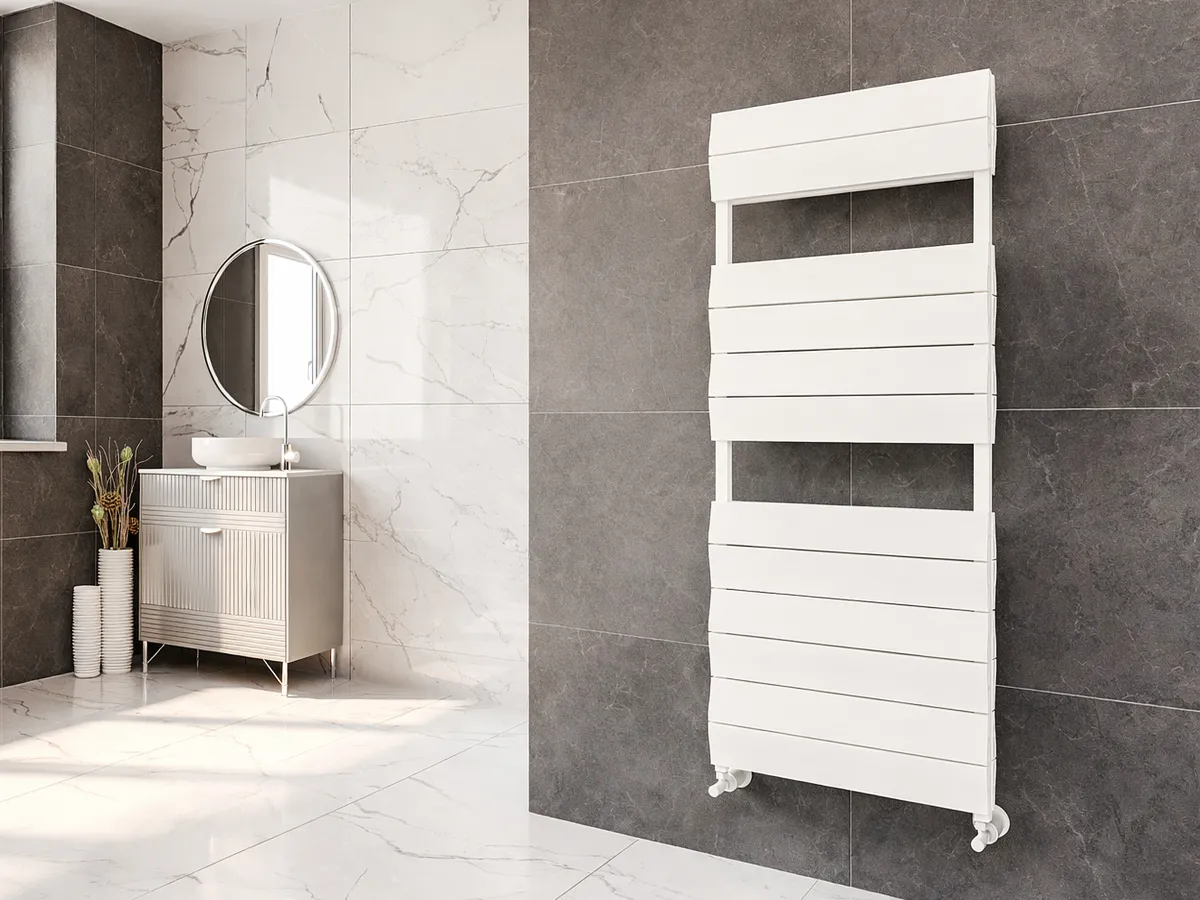 Uscător de prosoape de design LOJIMAX colecția LIA DOUBLE 1200x400 mm, Alb