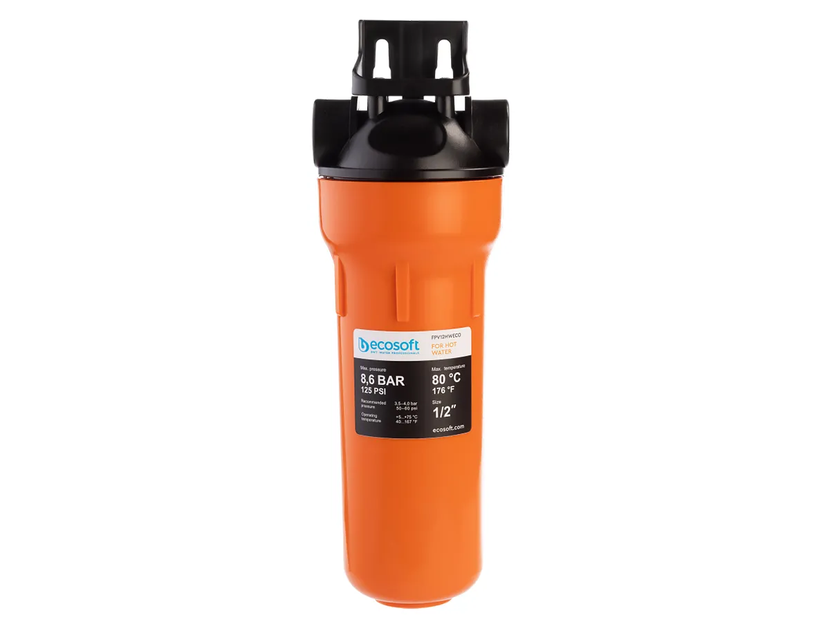 Filtru mecanic apa calda ECOSOFT 10, FI, 1/2, (carcasa 2,5x10, suport,cheie, cartus 5 mkm)