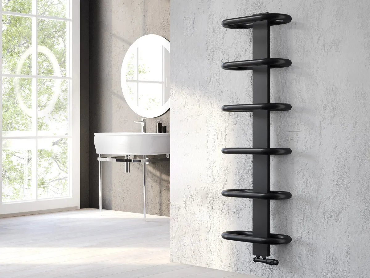 Uscător de prosoape de design LOJIMAX colecția TEOS 910x400 mm, Negru