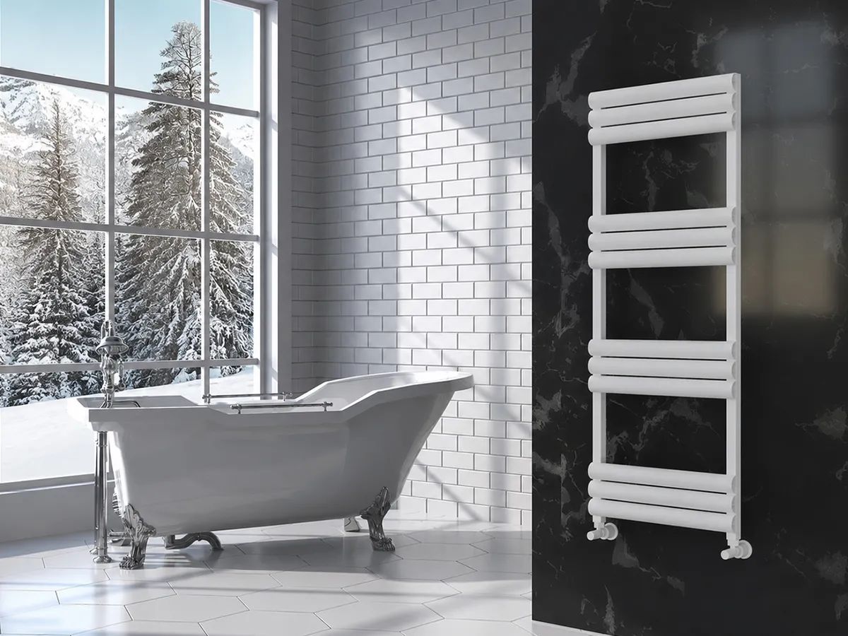 Uscător de prosoape de design LOJIMAX colecția RUBY 1400x500 mm, Alb