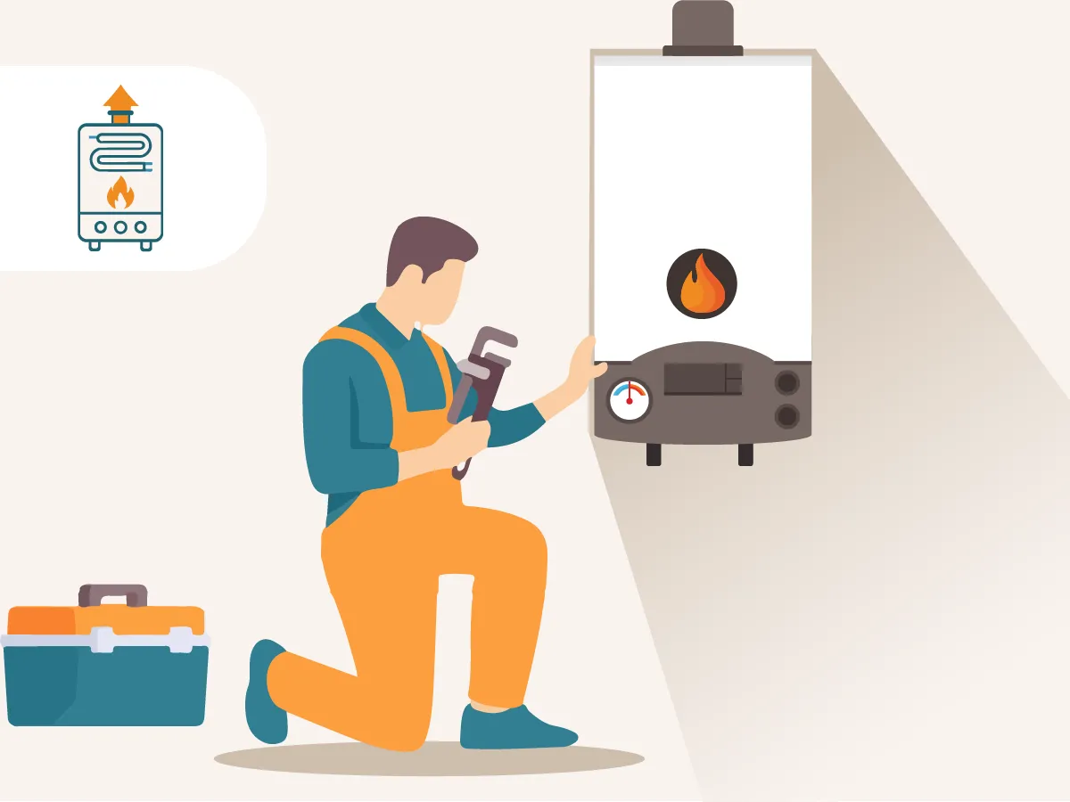 Стандартный монтаж атмосферного газового котла (без вентилятора) мощностью 20-32 кВт