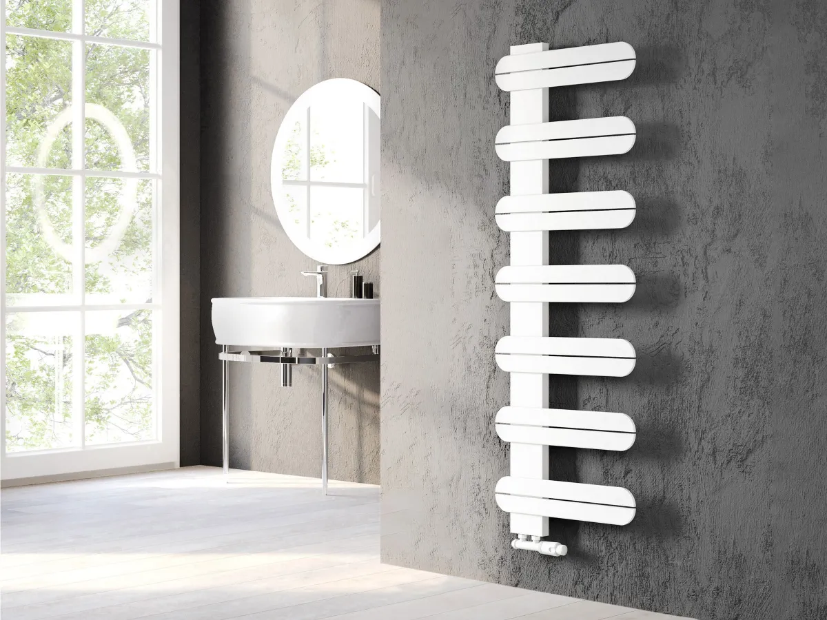 Uscător de prosoape de design LOJIMAX colecția LINEA 1425x500 mm, Alb