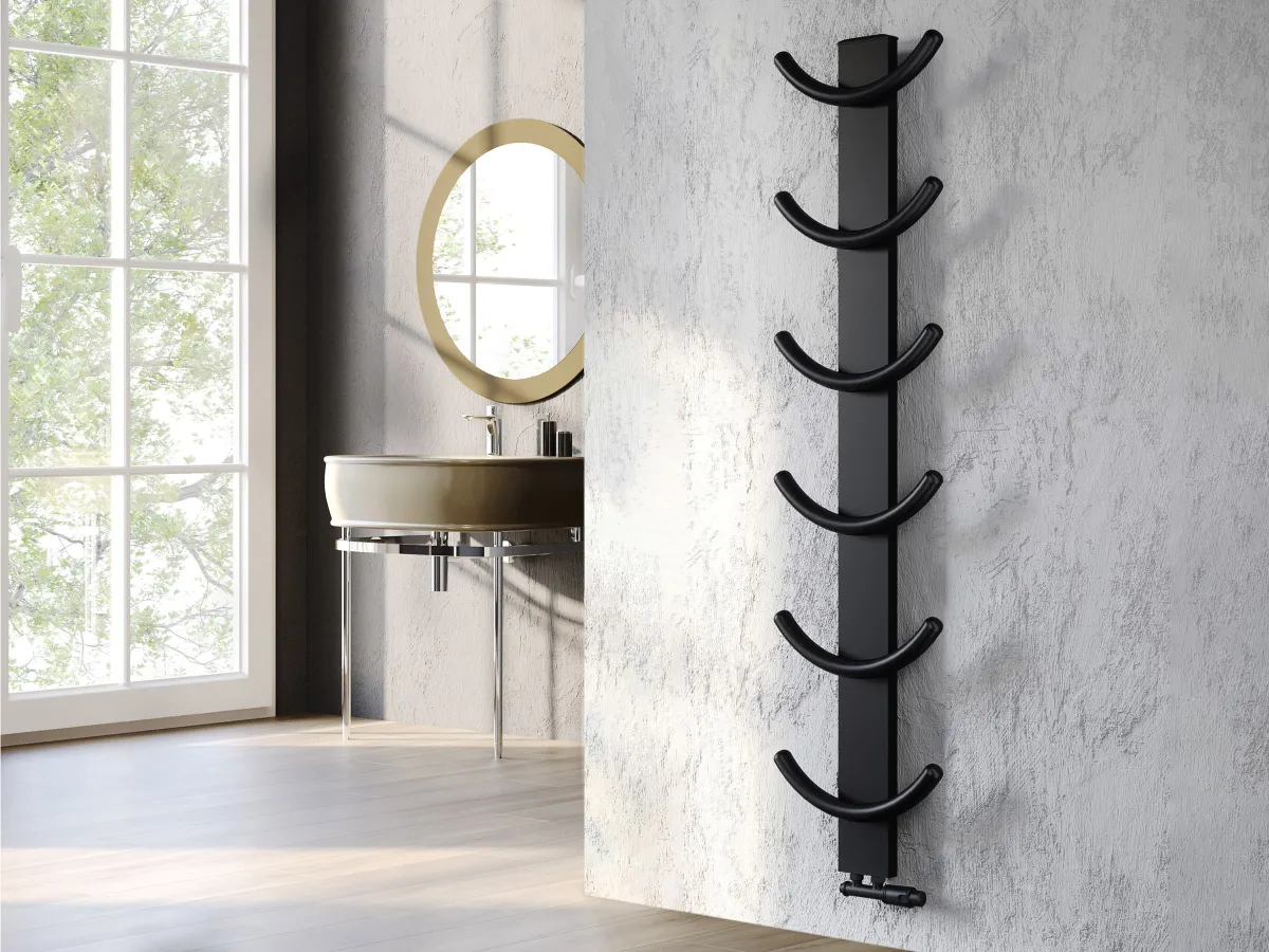 Uscător de prosoape de design LOJIMAX colecția OXY 1540x400 mm, Negru