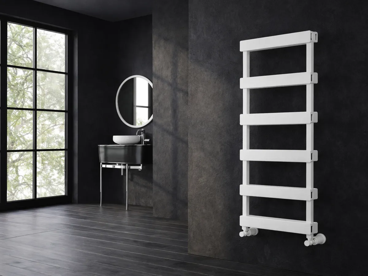 Uscător de prosoape de design LOJIMAX colecția FABIO 1200x500 mm, Alb