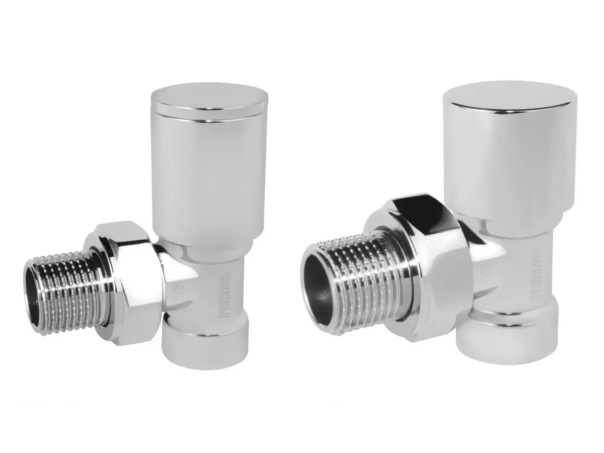 Кран радиаторный угловой Ferro set 1/2' tur+retur crome