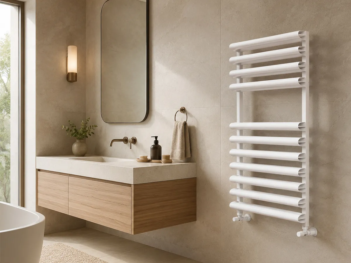 Uscător de prosoape de design LOJIMAX colecția PERIDOT 700x500 mm, Alb