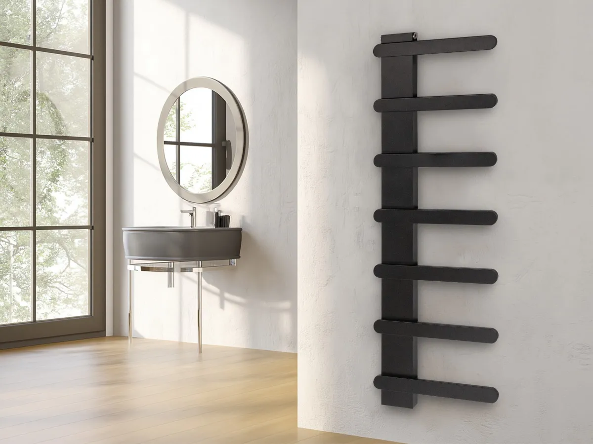 Uscător de prosoape de design LOJIMAX colecția NUMMO STYLE 1540x450 mm, Negru