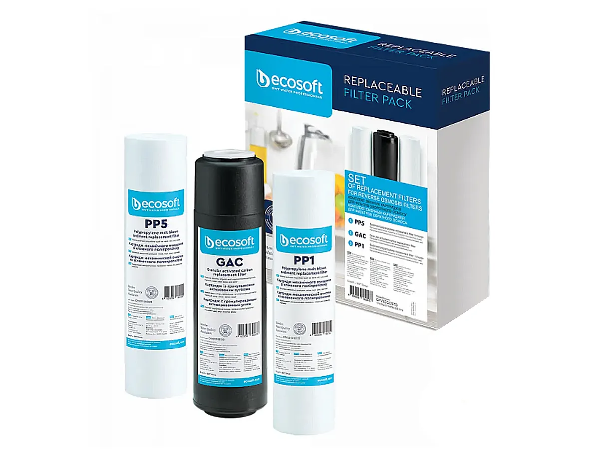 Set de cartuse prefiltrare pentru sistem cu osmoza inversa ECOSOFT (1-2-3) (CPV3ECOEXP)