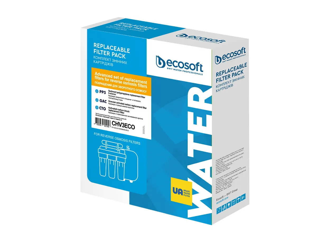 Set de cartuse prefiltrare pentru sistem cu osmoza inversa ECOSOFT (1-2-3) PURE SI AQUACALCIUM