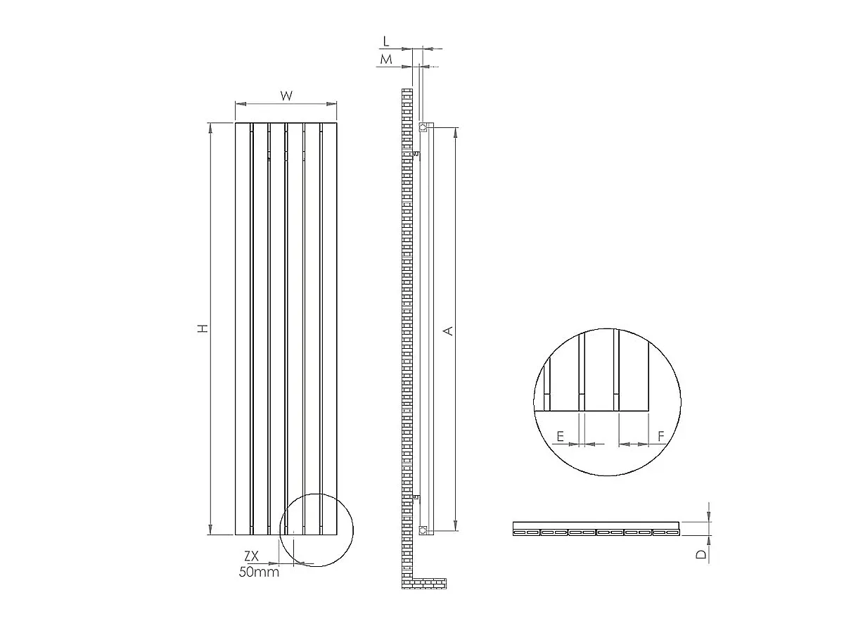 Calorifer decorativ LOJIMAX colecția ROYAL 1400x366 mm, Negru