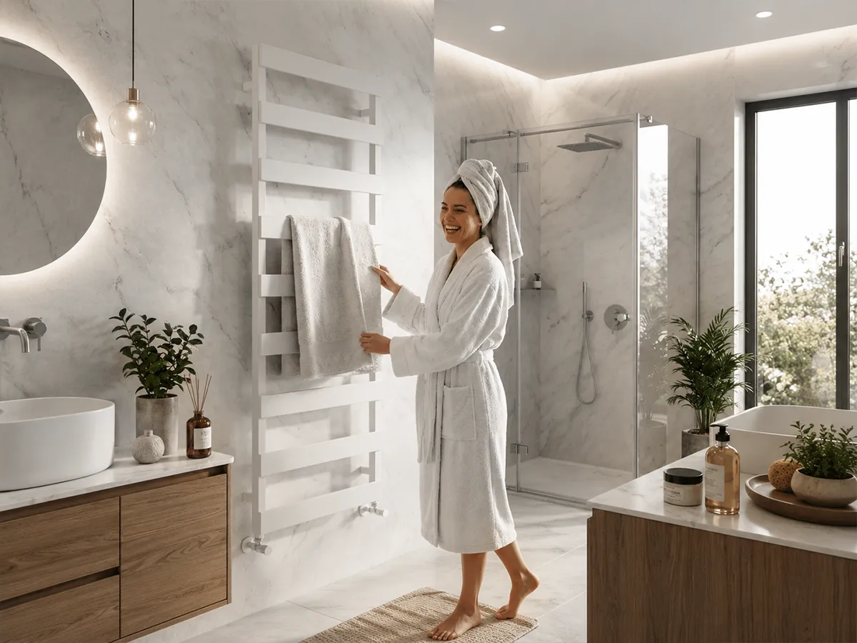 Uscător de prosoape de design CARISA, colecția NINOVA BATH, 810x500 mm, ALB