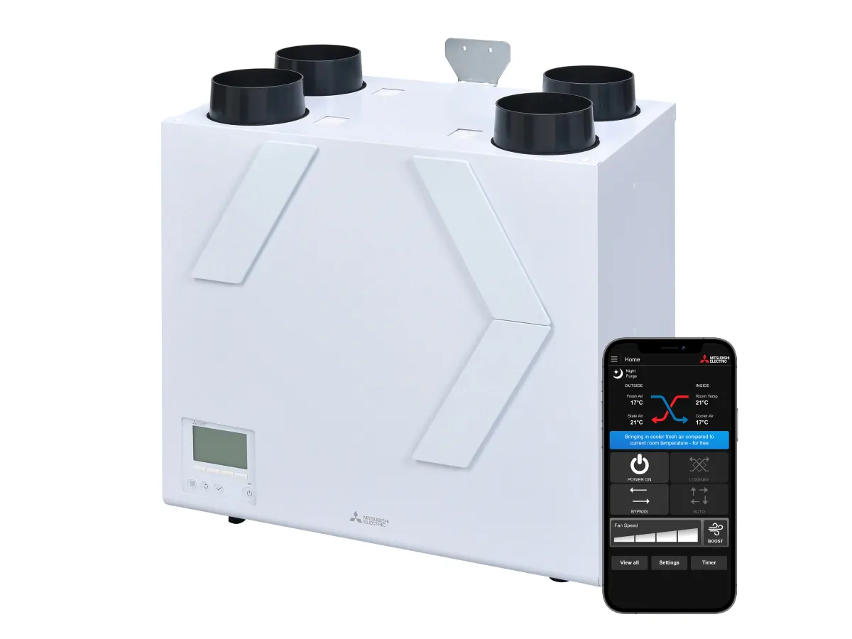 Рекуператор воздуха с системой приточно-вытяжной вентиляцией Mitsubishi Electric VL-250CZPVU-L-EG (подключение воздуховода слева, расход воздуха 250 м³/ч)