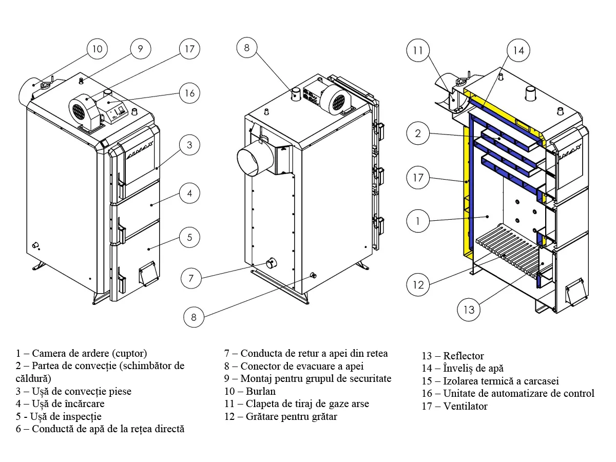Cazan pe combustibil solid KRONAS ALMAX D 17 kW