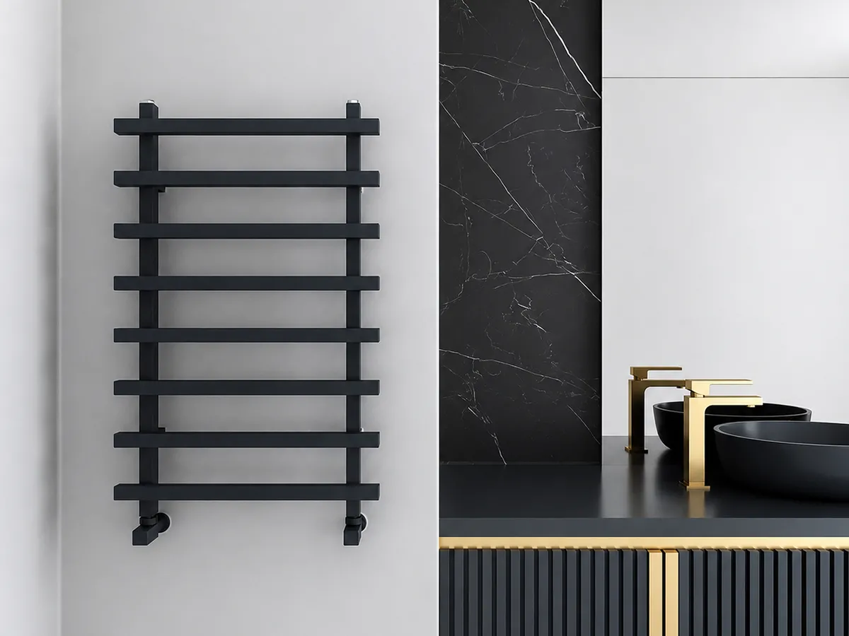 Uscător de prosoape de design CARISA, colecția BARON L, 800x500 mm, NEGRU